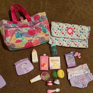 American Girl Bitty Baby Polka Dot Diaper Bag Set